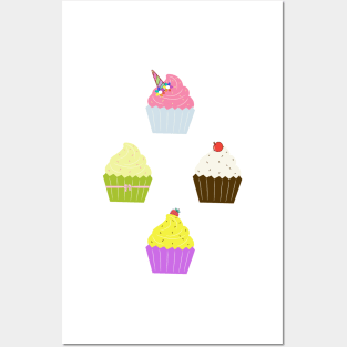 Fancy Baked Cupcake Dessert Collection Posters and Art